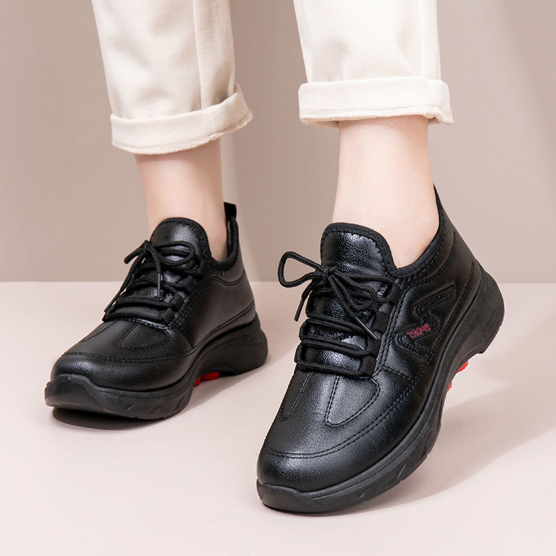 sapatos de couro grosso de veludo para outono e inverno