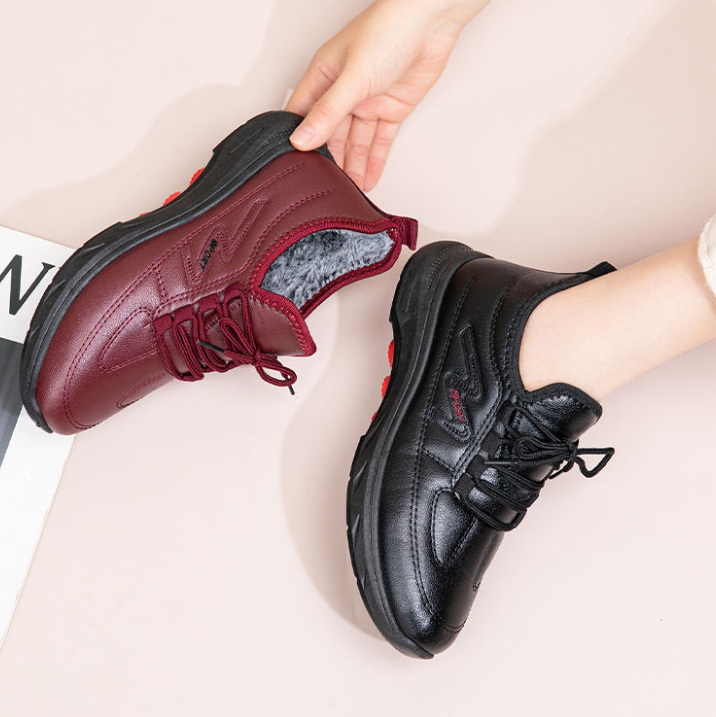 sapatos de couro grosso de veludo para outono e inverno
