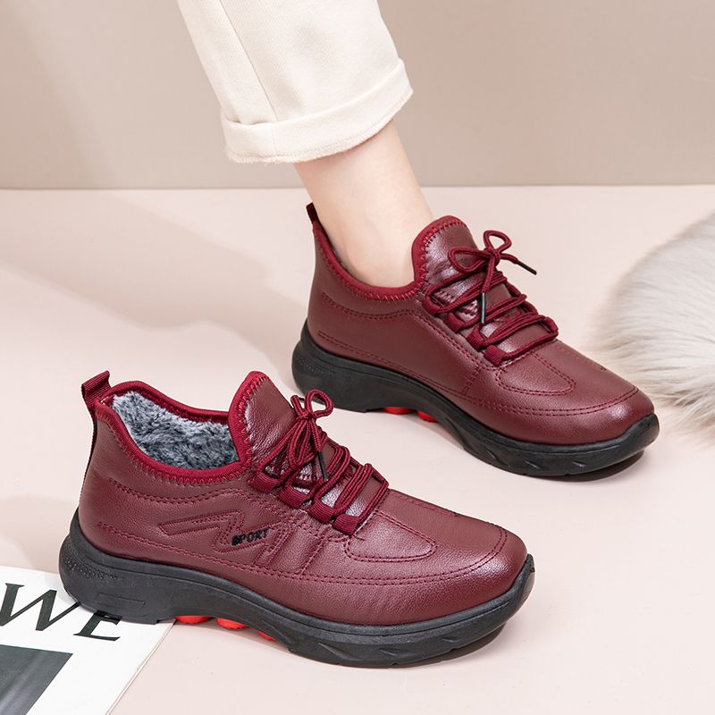 sapatos de couro grosso de veludo para outono e inverno