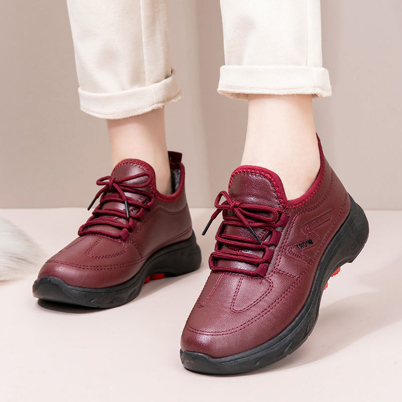 sapatos de couro grosso de veludo para outono e inverno
